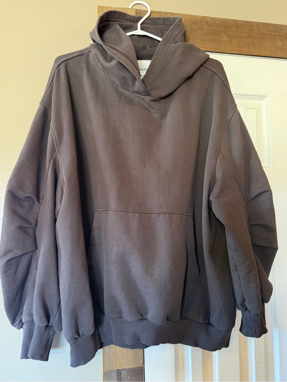 Oversized Hooded Pullover Sweatshirt - Chocolate Brown